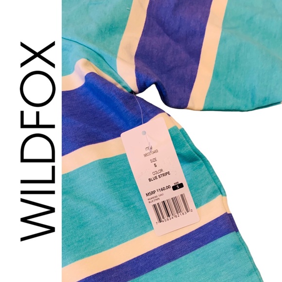 🔥SOLD🔥 WILDFOX Crew Neck Top and Bottoms Blue Striped Pajamas Set Size Small - Picture 9 of 9